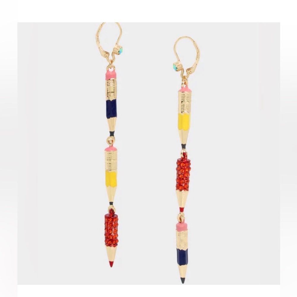 Betsey Johnson Book Smart Pencil Linear Earrings